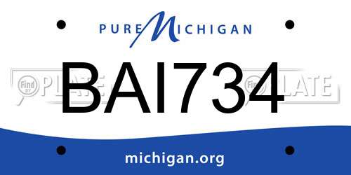BAI734 Michigan License Plate