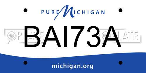 BAI73A Michigan License Plate