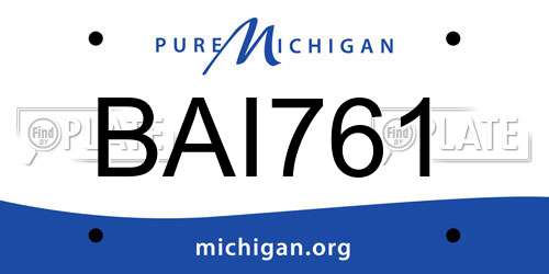 BAI761 Michigan License Plate