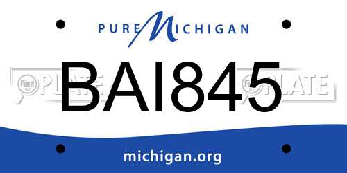 BAI845 Michigan License Plate
