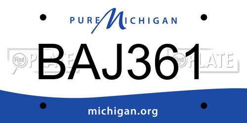 BAJ361 Michigan License Plate