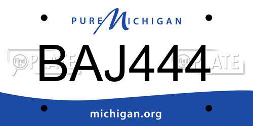 BAJ444 Michigan License Plate