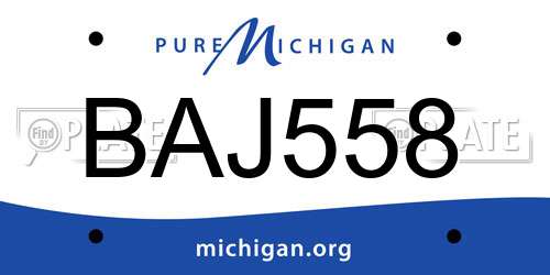 BAJ558 Michigan License Plate