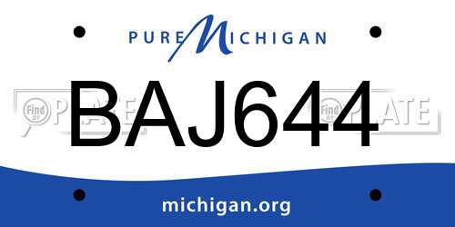 BAJ644 Michigan License Plate