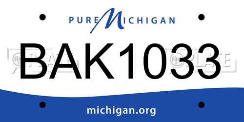 BAK1033 Michigan License Plate