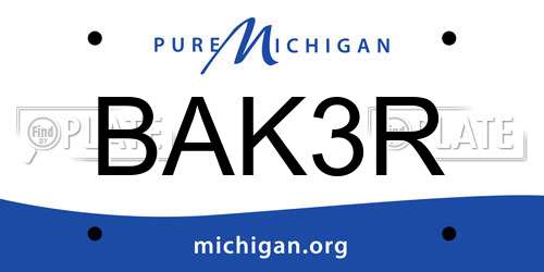 BAK3R Michigan License Plate