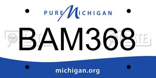BAM368 Michigan License Plate