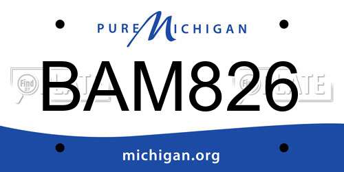 BAM826 Michigan License Plate