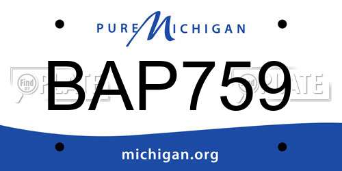 BAP759 Michigan License Plate
