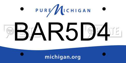 BAR5D4 Michigan License Plate