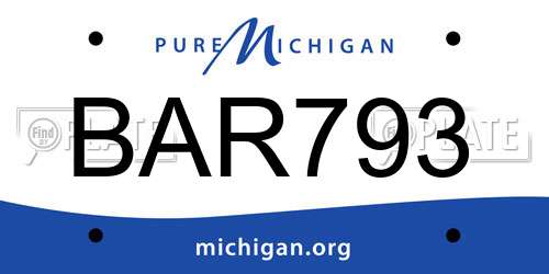 BAR793 Michigan License Plate