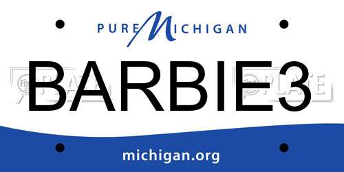 BARBIE3 Michigan License Plate