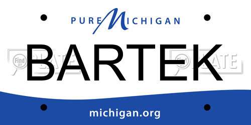 BARTEK Michigan License Plate