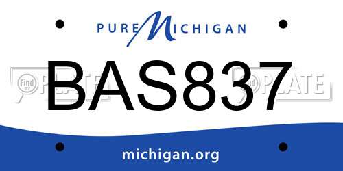 BAS837 Michigan License Plate