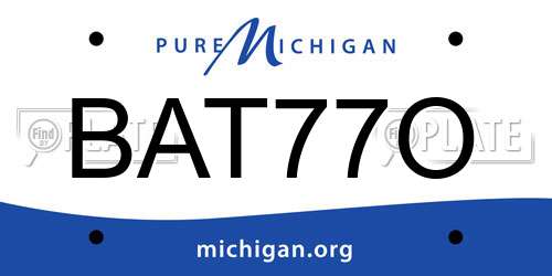 BAT77O Michigan License Plate