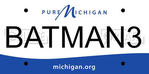 BATMAN3 Michigan License Plate