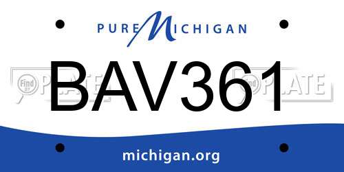 BAV361 Michigan License Plate