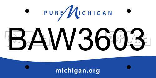 BAW3603 Michigan License Plate