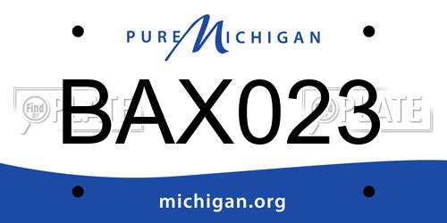 BAX023 Michigan License Plate
