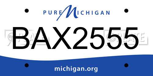 BAX2555 Michigan License Plate