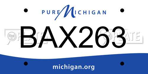 BAX263 Michigan License Plate
