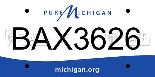 BAX3626 Michigan License Plate