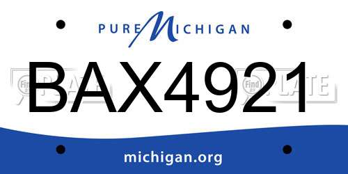 BAX4921 Michigan License Plate