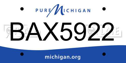 BAX5922 Michigan License Plate