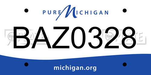 BAZ0328 Michigan License Plate