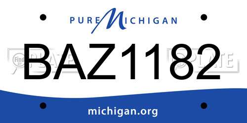BAZ1182 Michigan License Plate