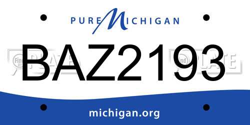 BAZ2193 Michigan License Plate