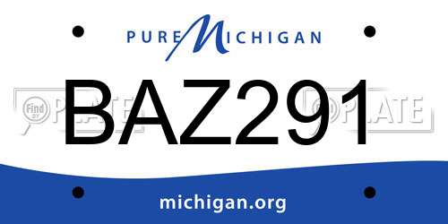 BAZ291 Michigan License Plate
