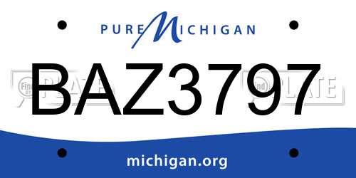 BAZ3797 Michigan License Plate