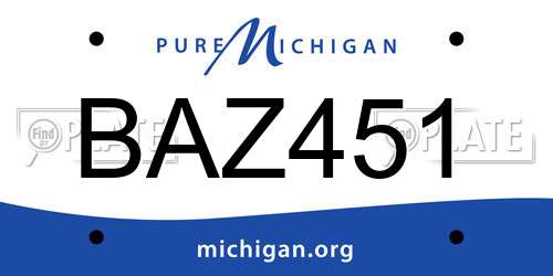 BAZ451 Michigan License Plate