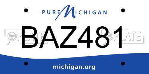 BAZ481 Michigan License Plate