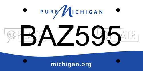 BAZ595 Michigan License Plate