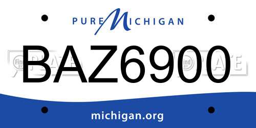 BAZ6900 Michigan License Plate