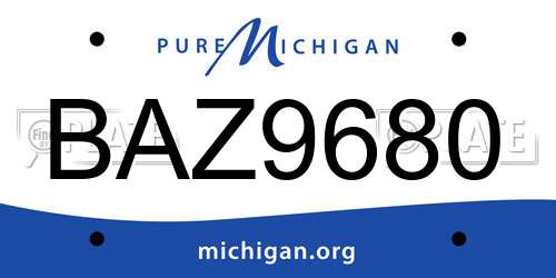 BAZ9680 Michigan License Plate