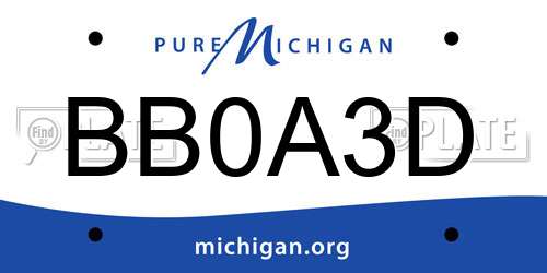 BB0A3D Michigan License Plate