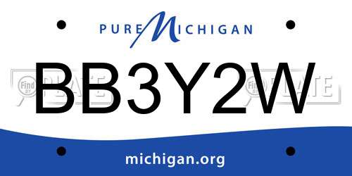 BB3Y2W Michigan License Plate
