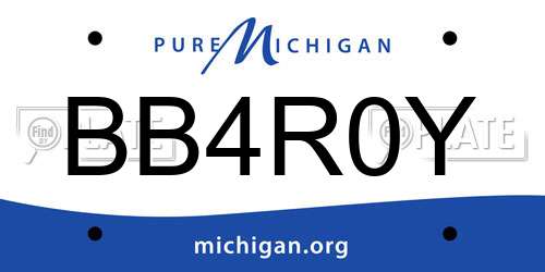 BB4R0Y Michigan License Plate