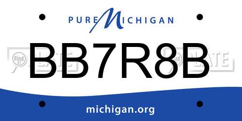 BB7R8B Michigan License Plate