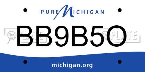BB9B5O Michigan License Plate