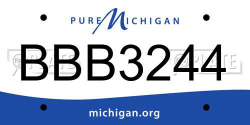 BBB3244 Michigan License Plate