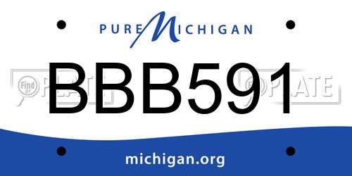 BBB591 Michigan License Plate