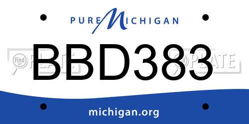 BBD383 Michigan License Plate