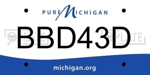 BBD43D Michigan License Plate