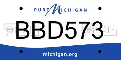BBD573 Michigan License Plate