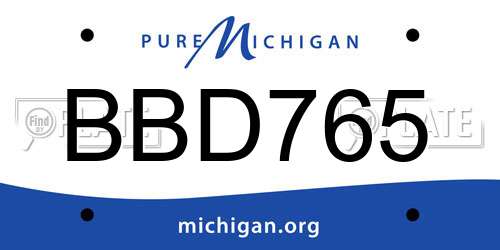 BBD765 Michigan License Plate