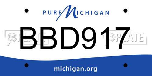 BBD917 Michigan License Plate
